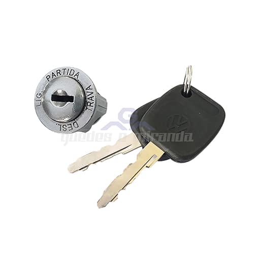 Cilindro de ignição Fusca 1978 / 1996 Chave preta VW / borda cromado - 1 pino