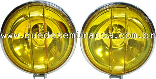 Farol de Milha Cromado Redondo Amarelo Liso 661 (136 mm) - PAR
