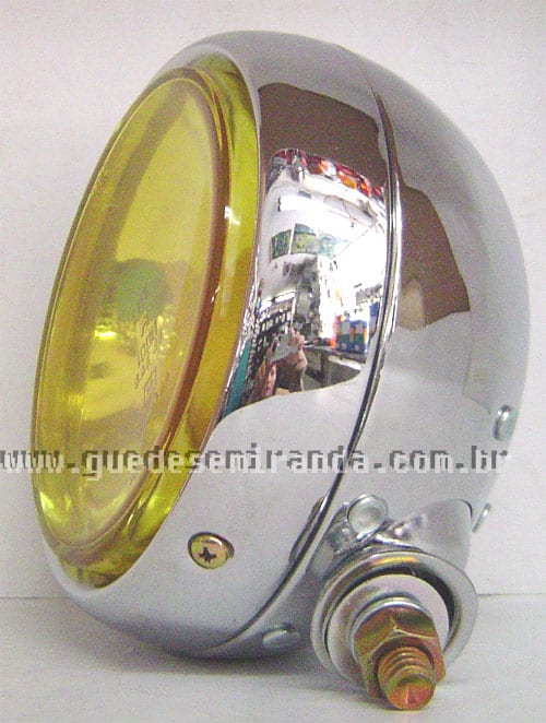 Farol de Milha Cromado Redondo Amarelo 952 H4 - UNIDADE