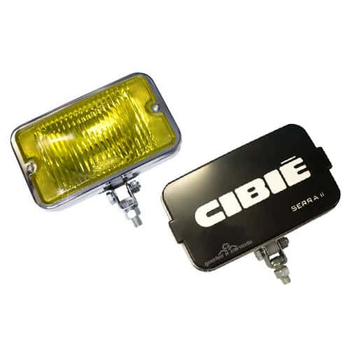 Farol de Milha Cromado Lente Raiado Amarelo 708 - Réplica Serra II Com Capa Preta - PAR