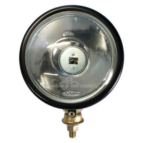 Farol de Milha Preto Redondo Lente  Cristal Liso 60 (158 mm) - UNIDADE