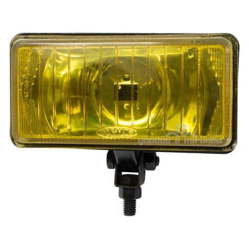 Farol de Milha Preto Aço Retangular Lente Amarelo Liso 668 (152 x 77 mm) - PAR