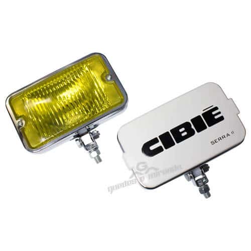 Farol de Milha Cromado Lente Raiado Amarelo 708 - Réplica Serra II Com Capa Branca - PAR