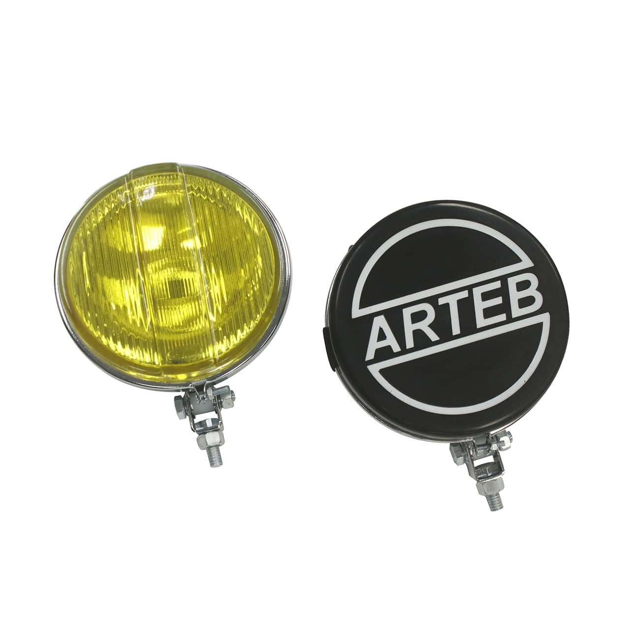 Farol de Milha Cromado Amarelo 661 com capa Arteb Preta- PAR
