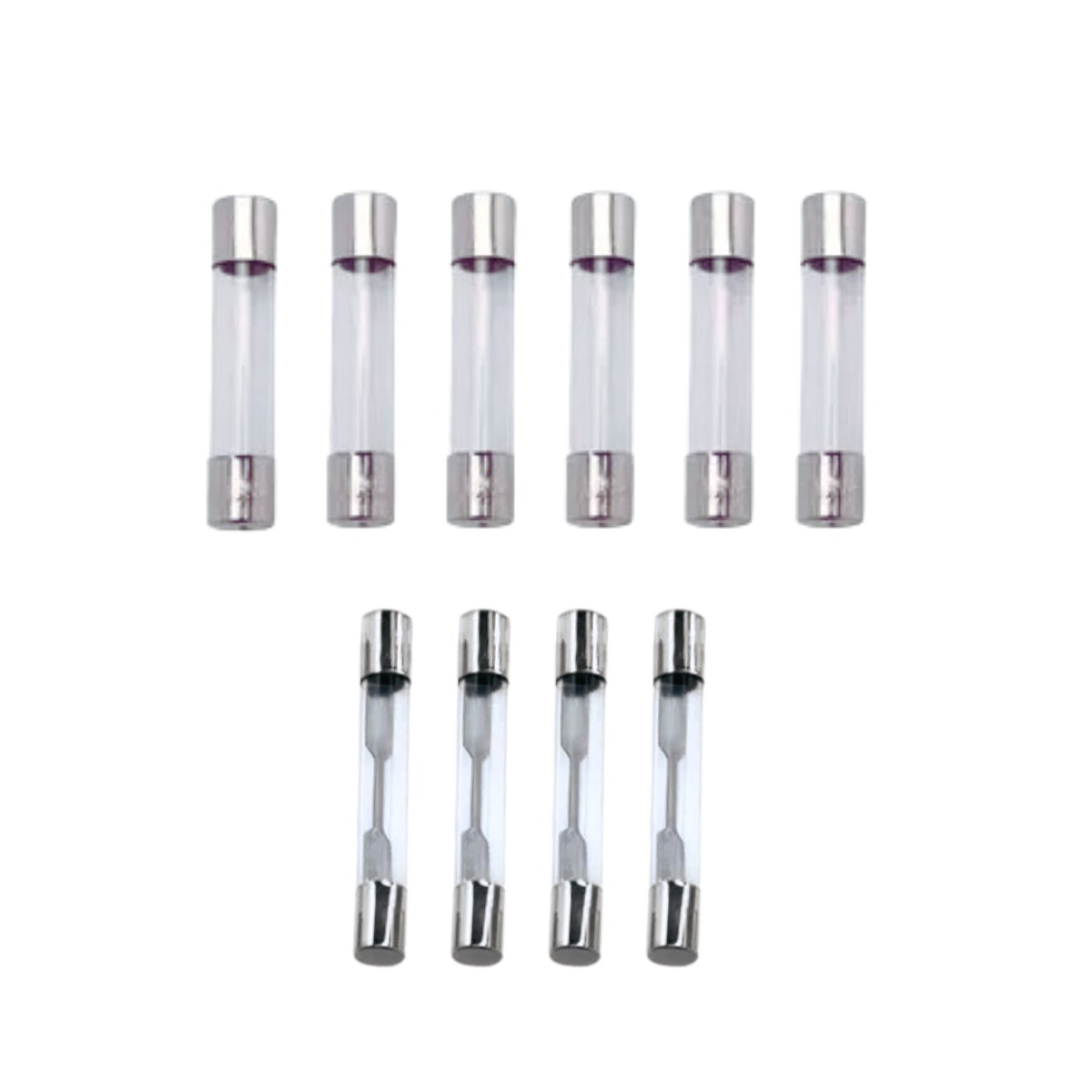 Kit com 10 Fusível de Vidro Chevette Opala C10 (4/ 25A + 6/ 5A)