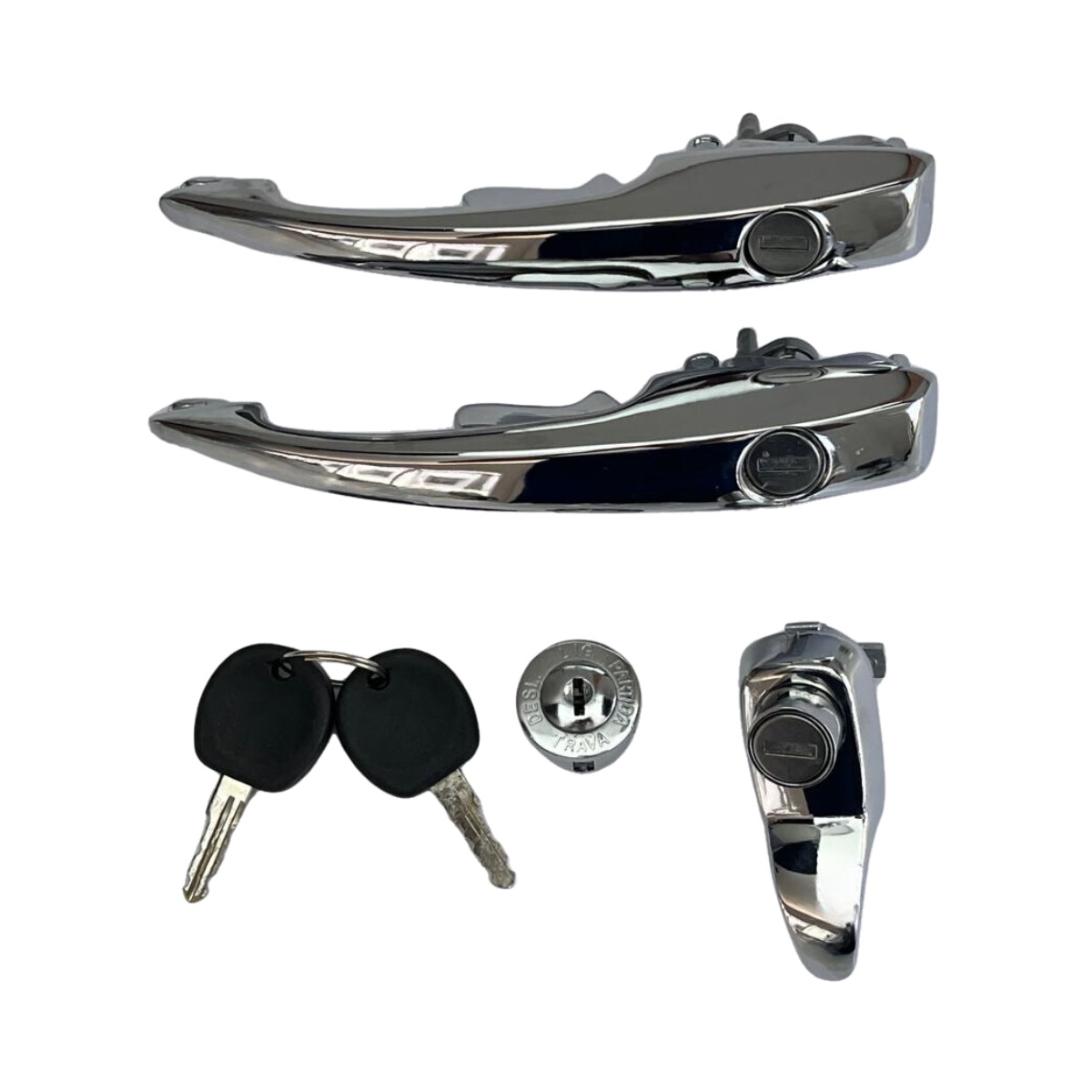 KIT Maçanetas porta + motor + cilindro de ignição Brasília e Variant 2 - CROMADO *ATEMIS