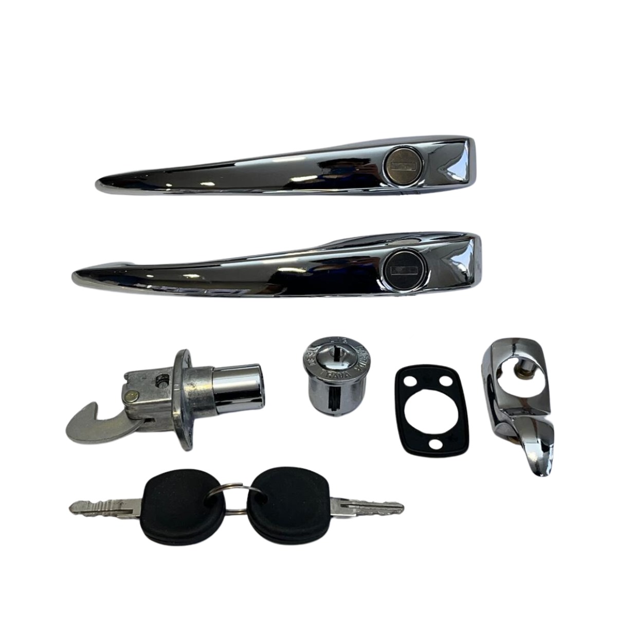 Maçanetas externas + motor + cilindro de Ignição Fusca 1978 a 1996  Cromadas - Kit Mesma chave preta *ATEMIS