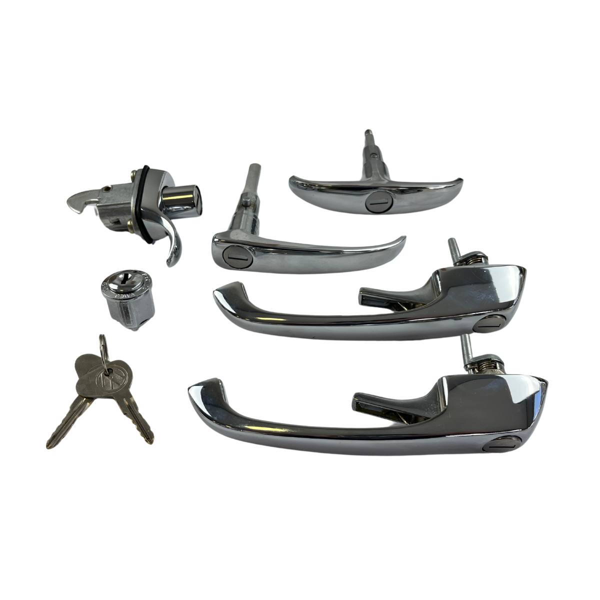 KIT Maçaneta externa Cromada Kombi Clipper 1976 a 1997 Com a mesma chave - Chave Cromada VW