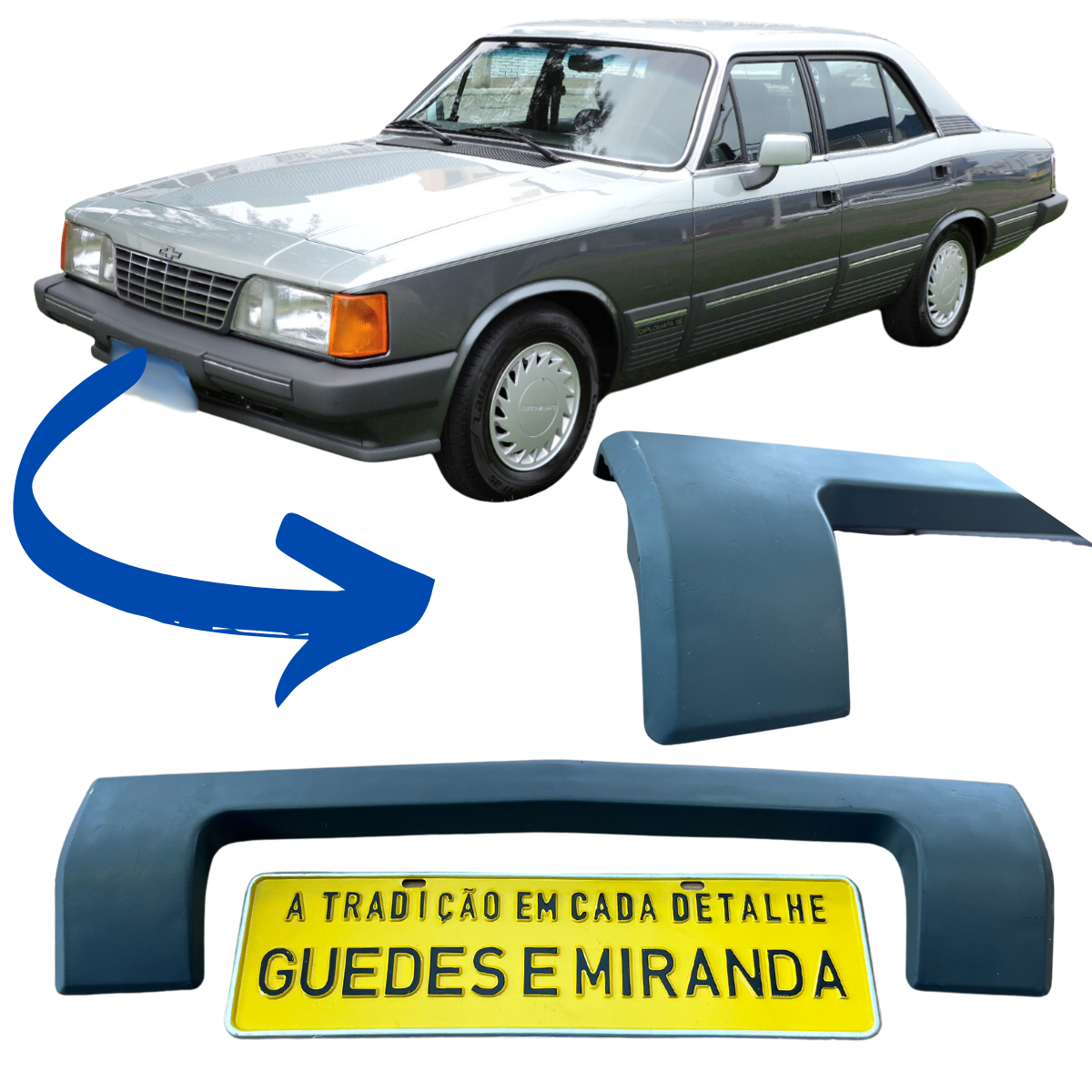 Moldura Placa parachoque Dianteiro Opala e Caravan Diplomata 1988 até 1990 - ORIGINAL GM