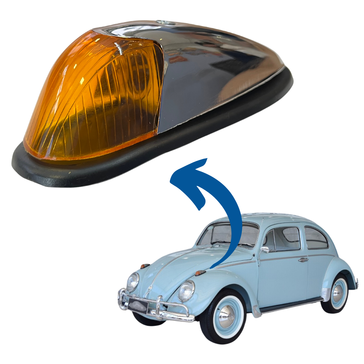 Lanterna Dianteira Fusca até 1964 - Laranja - ARTMOLD