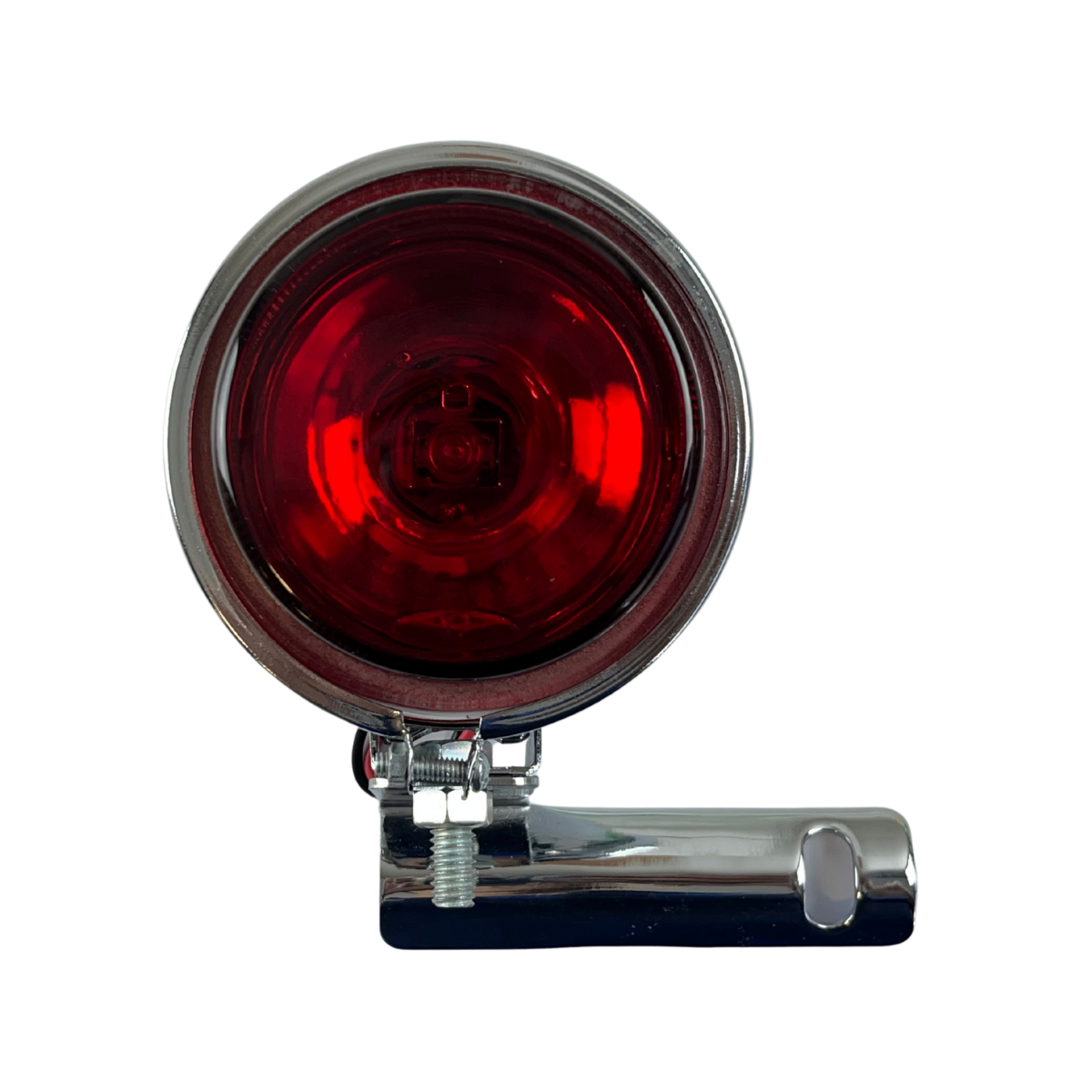 FAROL NEBLINA CROMADO VERMELHO REDONDO COM SUPORTE ATÉ 1970 CROMADO