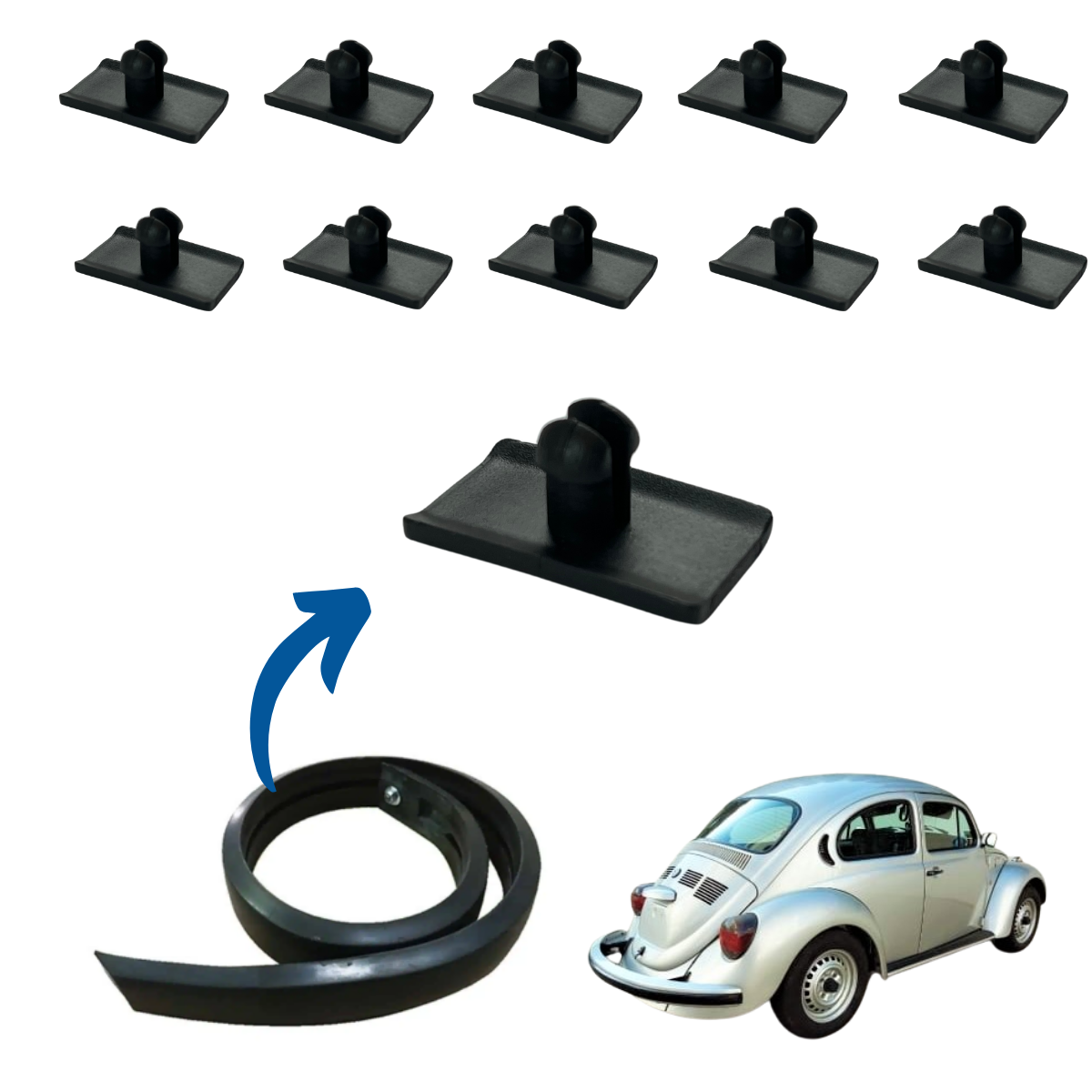 Grampo Borrachão Parachoque Fusca Itamar Original - KIT com 11 Peças
