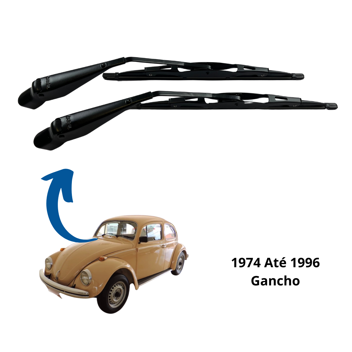 Limpador Parabrisa Fusca 1976 até 1978 - PRETO GANCHO