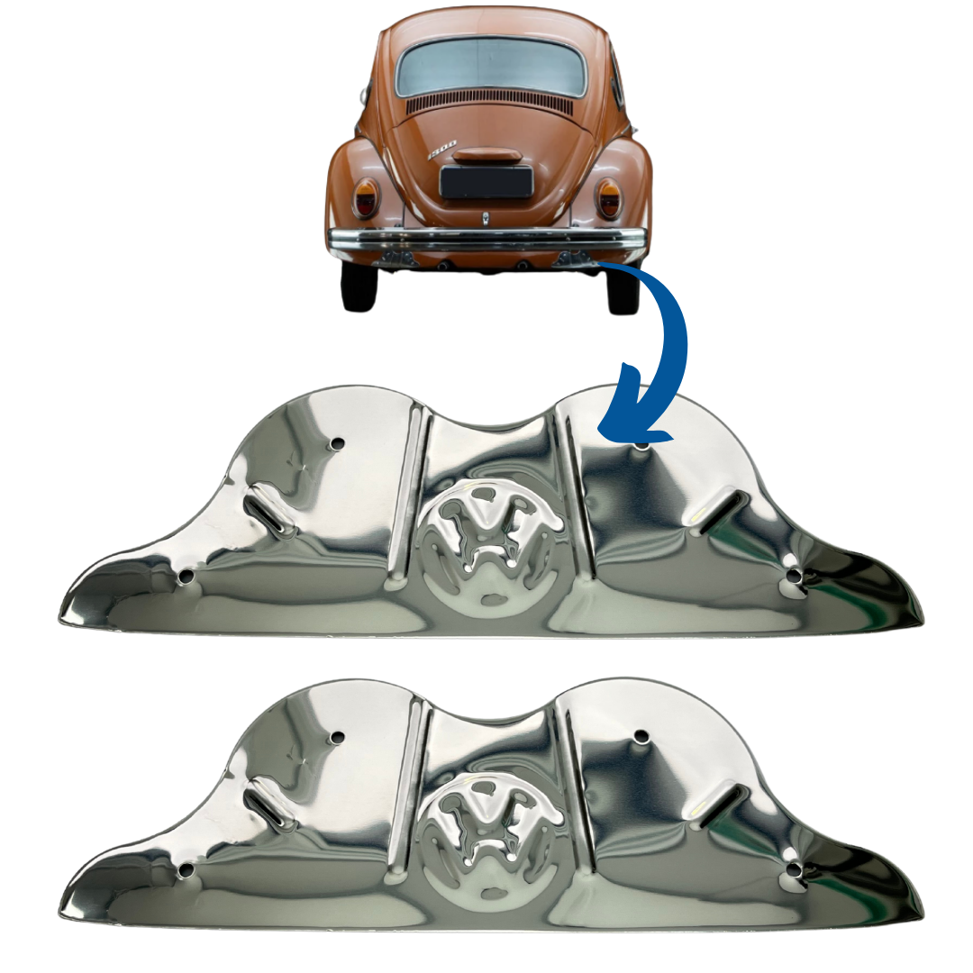 Acabamento Reforço do Paralama Traseiro do Fusca – ASA DE MORCEGO Com Logo VW – PAR
