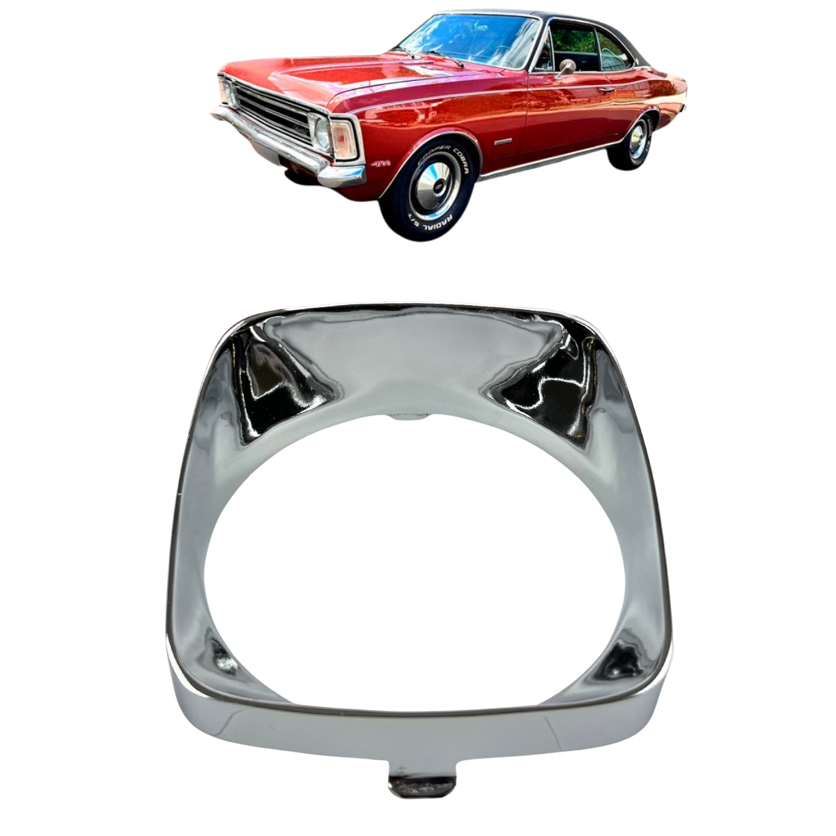 Aro de Farol Opala 1971 / 1974  - Alumínio Fundido CROMADO
