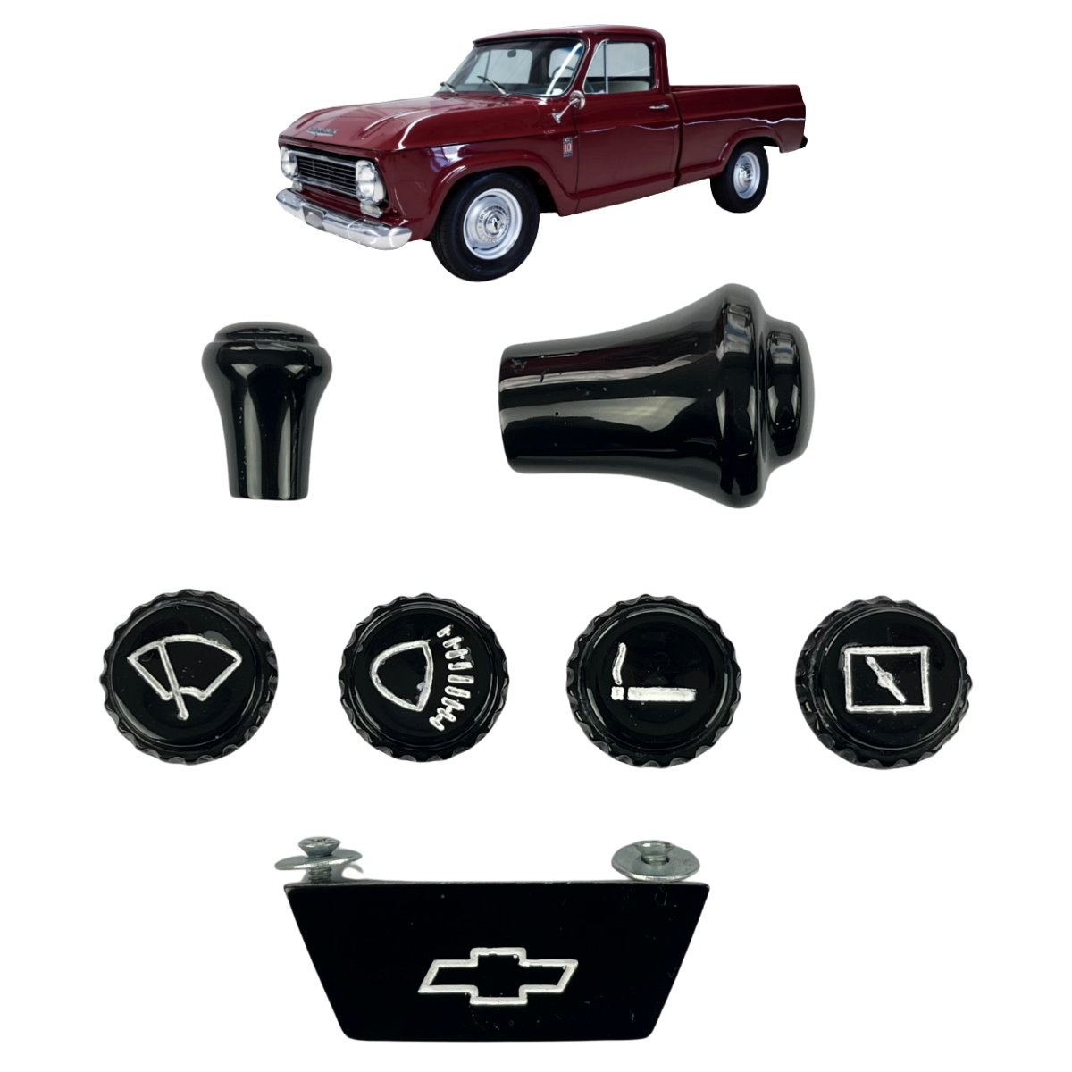 Botão do Painel C10 / Veraneio - KIT COM 7 PEÇAS - PRETO