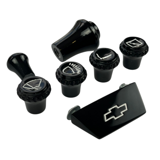 KIT BOTÃO PAINEL C10 PRETO 7 PEÇAS (3)