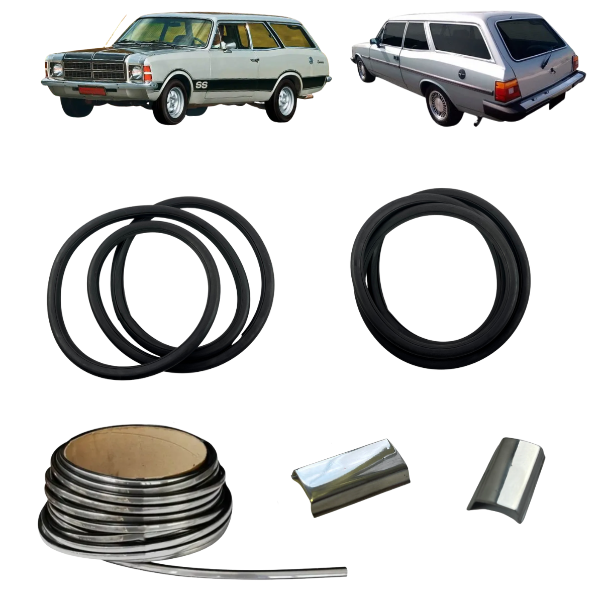 Kit Friso e Borracha Parabrisa e Vigia Caravan 1978 até 1990 – Plástico