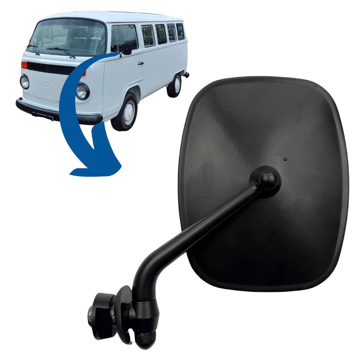 RETROVISOR KOMBI CLIPPER METAL PRETO LADO ESQUERDO (9)